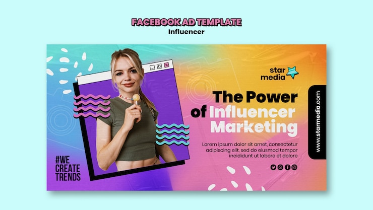 PSD grátis modelo de facebook de trabalho de influenciador gradiente