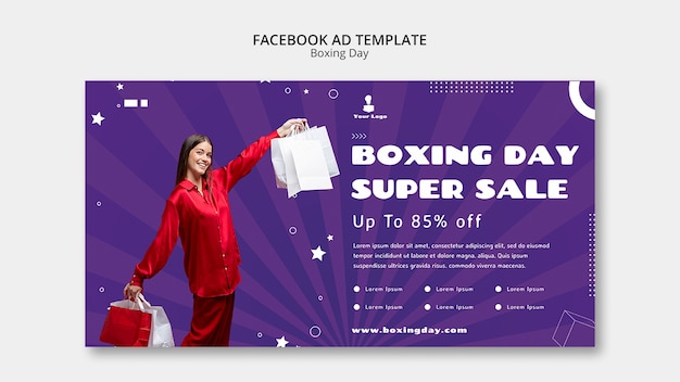 PSD grátis modelo de facebook de venda de dia de boxe