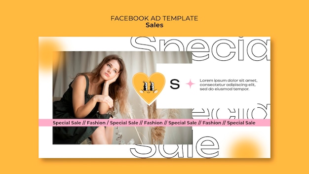 Modelo de facebook de vendas de design plano