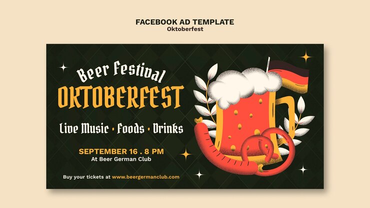 PSD grátis modelo de facebook desenhado à mão para o oktoberfest