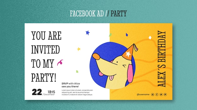 Modelo de facebook divertido de festa desenhado à mão