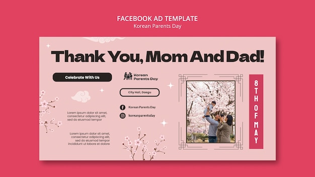 PSD grátis modelo de facebook do dia dos pais coreano