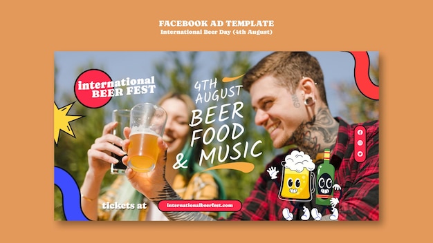 PSD grátis modelo de facebook do dia internacional da cerveja