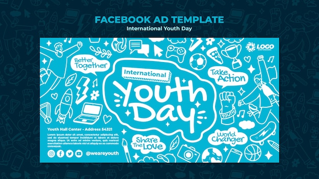 PSD grátis modelo de facebook do dia internacional da juventude