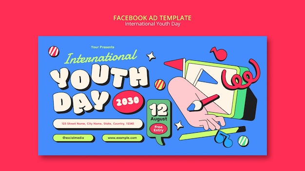 PSD grátis modelo de facebook do dia internacional da juventude