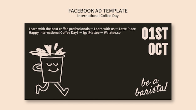 PSD grátis modelo de facebook do dia internacional do café