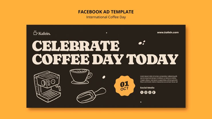 PSD grátis modelo de facebook do dia internacional do café