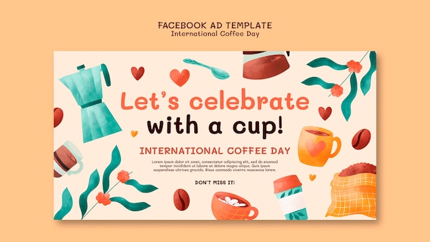 PSD grátis modelo de facebook do dia internacional do café