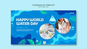 PSD grátis modelo de facebook do dia mundial da água de design plano