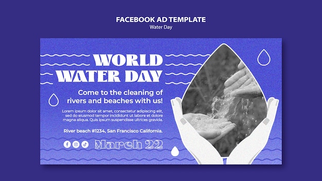 PSD grátis modelo de facebook do dia mundial da água