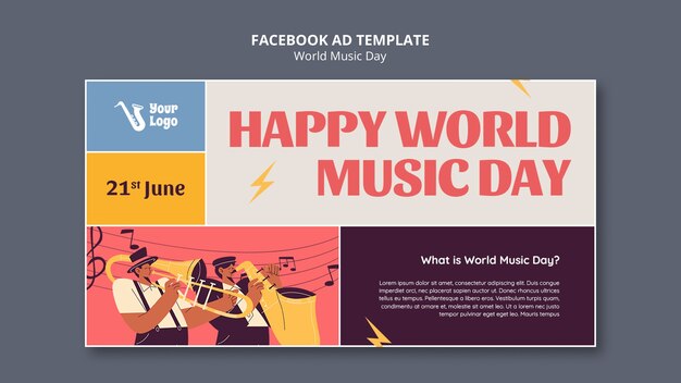 Modelo de facebook do dia mundial da música