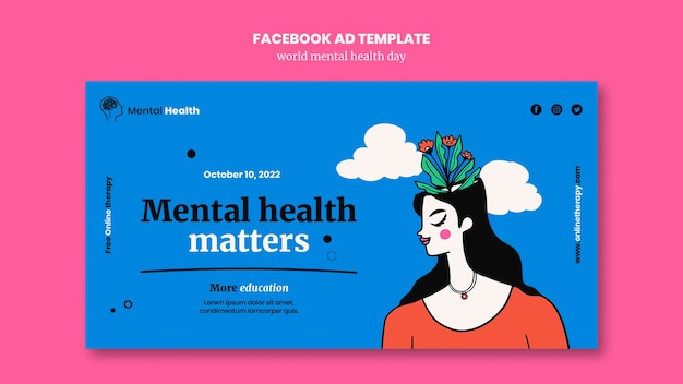 Modelo de facebook do dia mundial da saúde mental