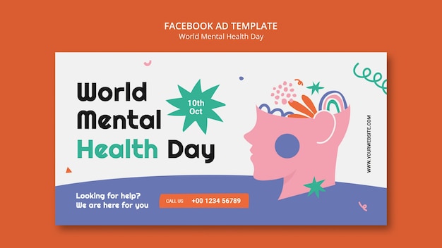 Modelo de Facebook do Dia Mundial da Saúde Mental
