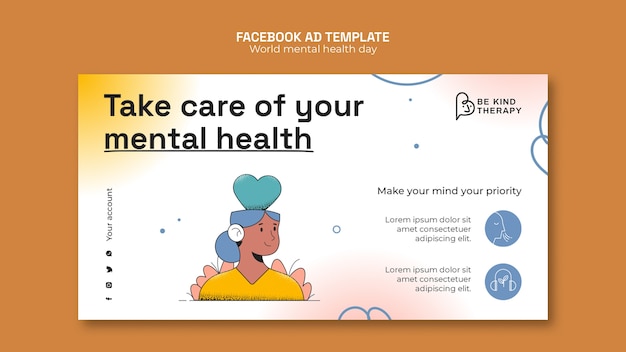 Modelo de Facebook do Dia Mundial da Saúde Mental
