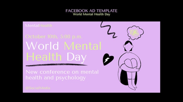 Modelo de Facebook do Dia Mundial da Saúde Mental