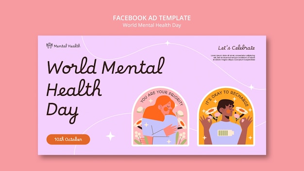Modelo de Facebook do Dia Mundial da Saúde Mental