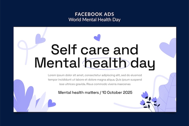 PSD grátis modelo de facebook do dia mundial da saúde mental