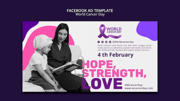 PSD grátis modelo de facebook do dia mundial do câncer
