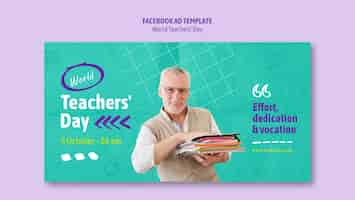 PSD grátis modelo de facebook do dia mundial dos professores