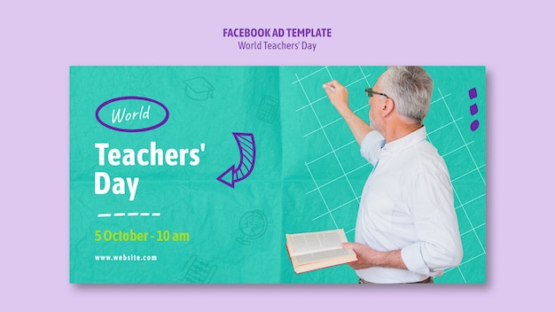 PSD grátis modelo de facebook do dia mundial dos professores