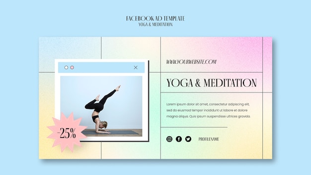 Modelo de facebook gradiente de ioga e meditação