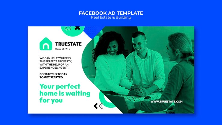 PSD grátis modelo de facebook imobiliário geométrico