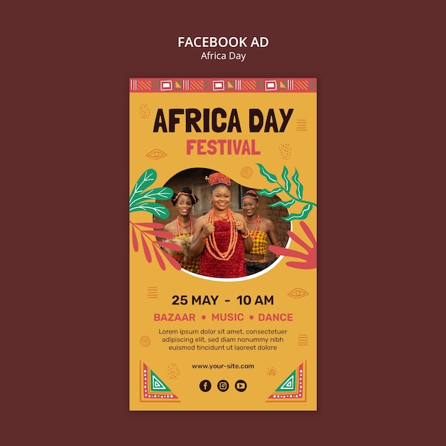 PSD grátis modelo de facebook para a celebração do dia da áfrica