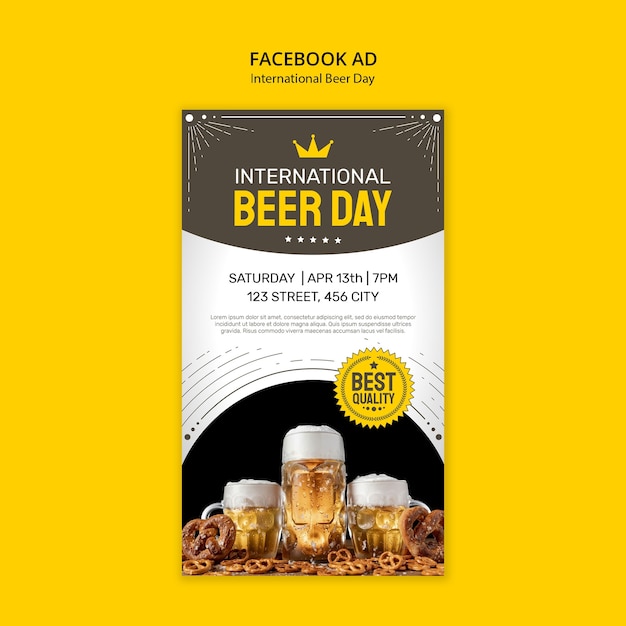 PSD grátis modelo de facebook para a celebração do dia da cerveja