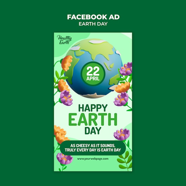 PSD grátis modelo de facebook para a celebração do dia da terra