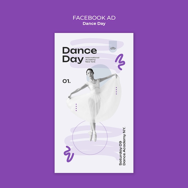 PSD grátis modelo de facebook para a celebração do dia internacional da dança