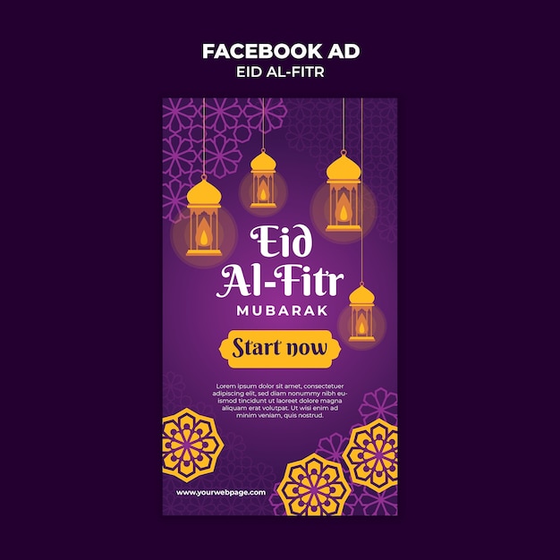 PSD grátis modelo de facebook para a celebração do eid al fitr