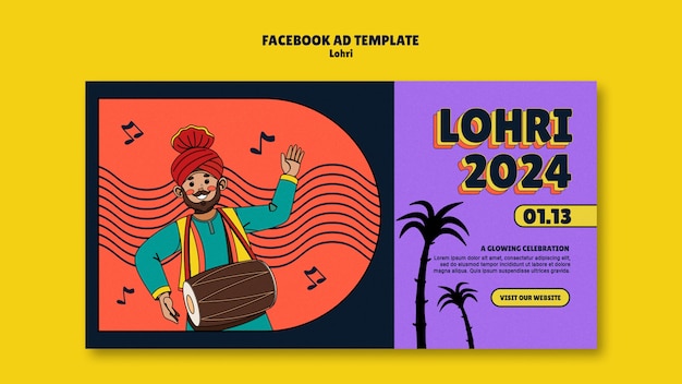 PSD grátis modelo de facebook para a celebração do festival de lohri