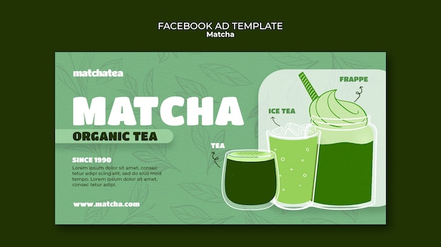 PSD grátis modelo de facebook para beber chá matcha.