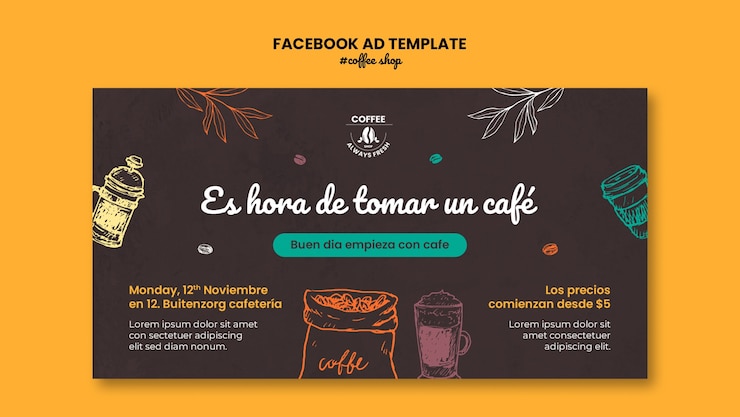 PSD grátis modelo de facebook para cafeteria