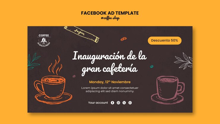 PSD grátis modelo de facebook para cafeteria