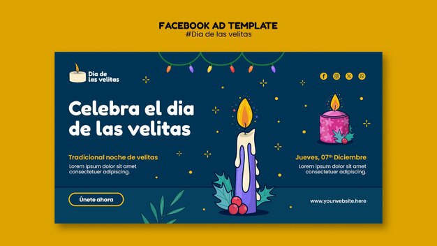 Modelo de Facebook para celebração do Dia de las velitas
