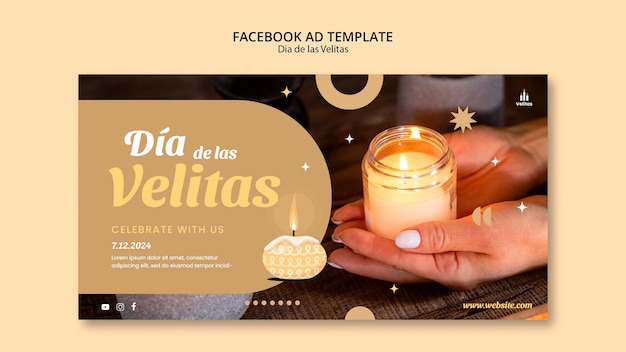 PSD grátis modelo de facebook para celebração do dia de las velitas