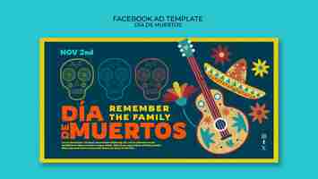 PSD grátis modelo de facebook para celebração do dia de muertos