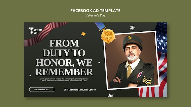 PSD grátis modelo de facebook para comemoração do dia dos veteranos