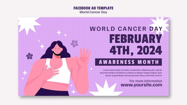 Modelo de Facebook para conscientização sobre o Dia Mundial do Câncer