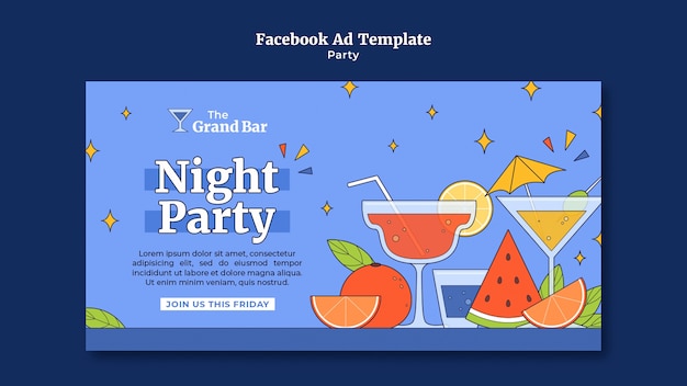 PSD grátis modelo de facebook para eventos de festa de design plano.