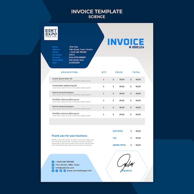 PSD grátis modelo de fatura de ciência e tecnologia
