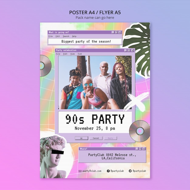 Modelo de festa de design plano