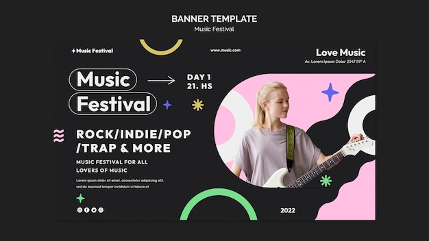 PSD grátis modelo de festival de música de design plano