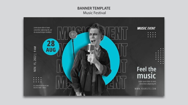 Modelo de festival de música de design plano