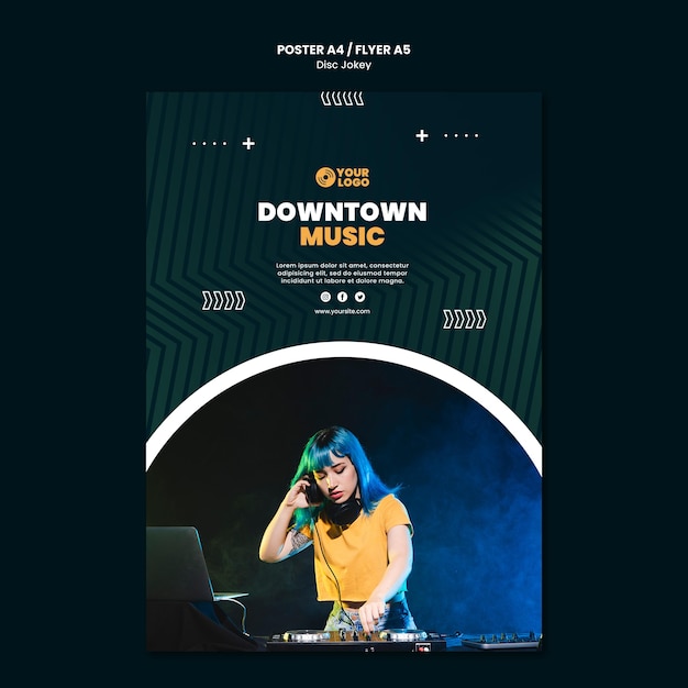 PSD grátis modelo de flyer de música para dj no centro da cidade