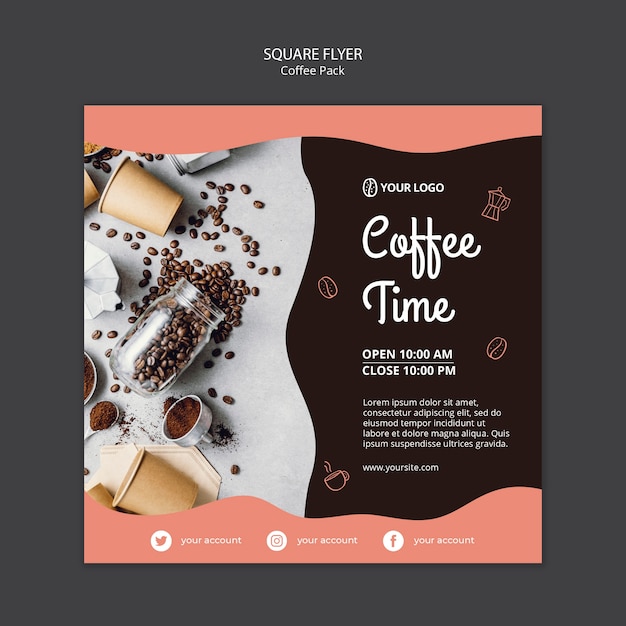 Modelo de folheto com conceito de café