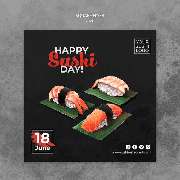 PSD grátis modelo de folheto com conceito de dia de sushi