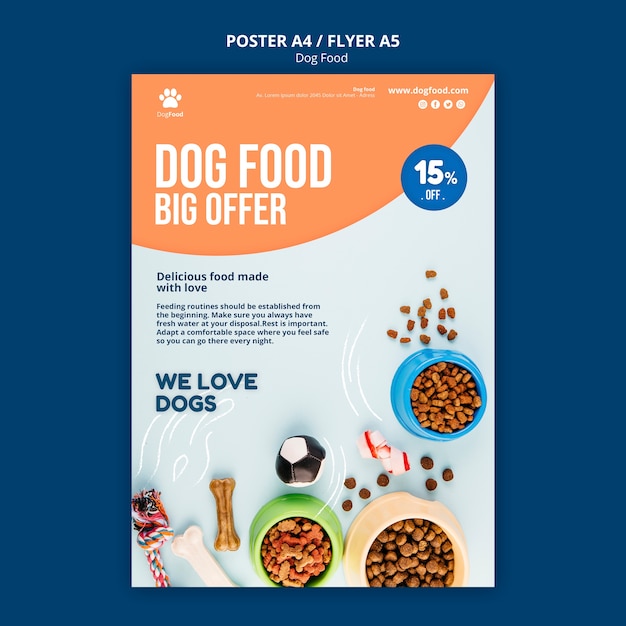 PSD grátis modelo de folheto - comida de cachorro
