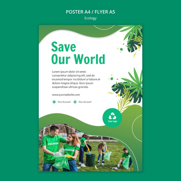 Modelo de folheto - conceito de ecologia